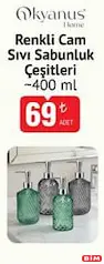 OKYANUS RENKLİ CAM SIVI SABUNLUK ÇEŞİTLERİ 400 ML fiyat ve kampanya bilgisi